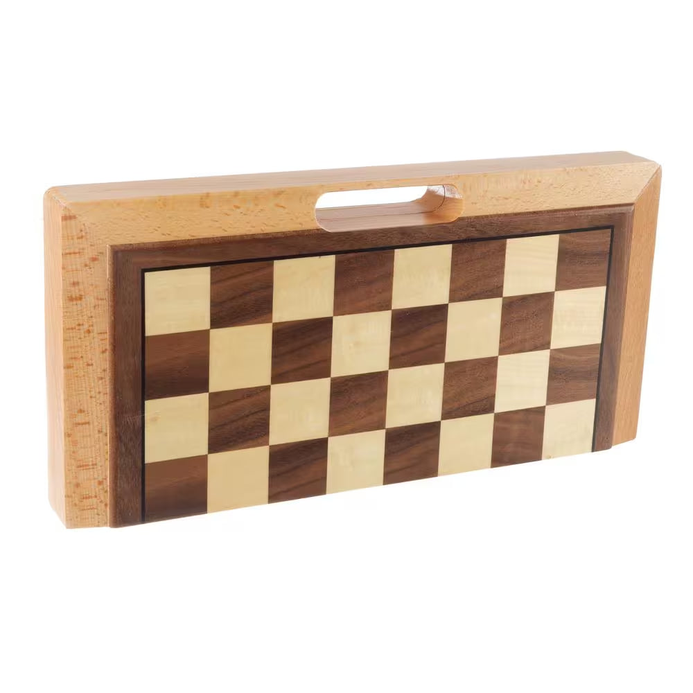 3-In-1 Deluxe Wooden Chess, Backgammon and Chess Set