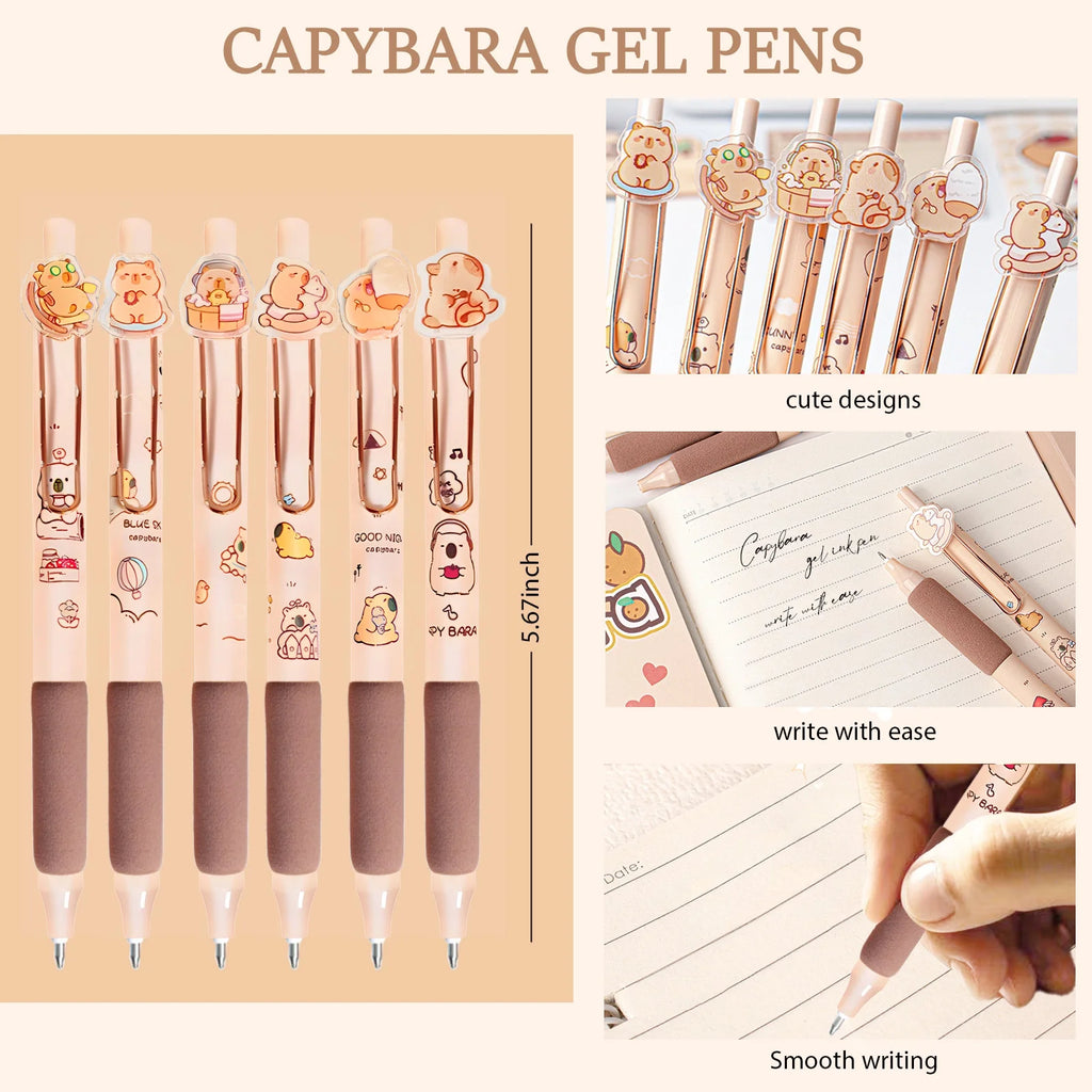 Cute Capybara Stationery Set,Kawaii Stationery Christmas Birthday Gifts,Includes Ballpoint Pens,Erasers, Mechanical Pencils,Lead Refills,Gel Pens, Highlighter,For Office Home Supplies