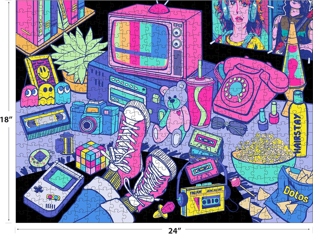 - Neon Brights - 1980S - 500 Piece Jigsaw Puzzle, Retro-Inspired, Vibrant Neon Colors, Ages 12 and Up