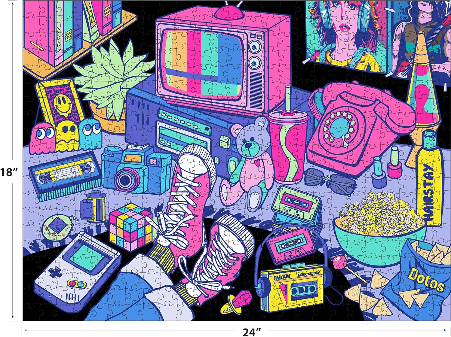 - Neon Brights - 1980S - 500 Piece Jigsaw Puzzle, Retro-Inspired, Vibrant Neon Colors, Ages 12 and Up