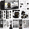 Black Cute Cat Stationery Set Cat School Supplies Including Sticky Notes,Mechanical Pencils,Eraser,Notebook,Stickers Etc Kawaii Birthday Gifts Classroom Rewards (Black Cute Cat)