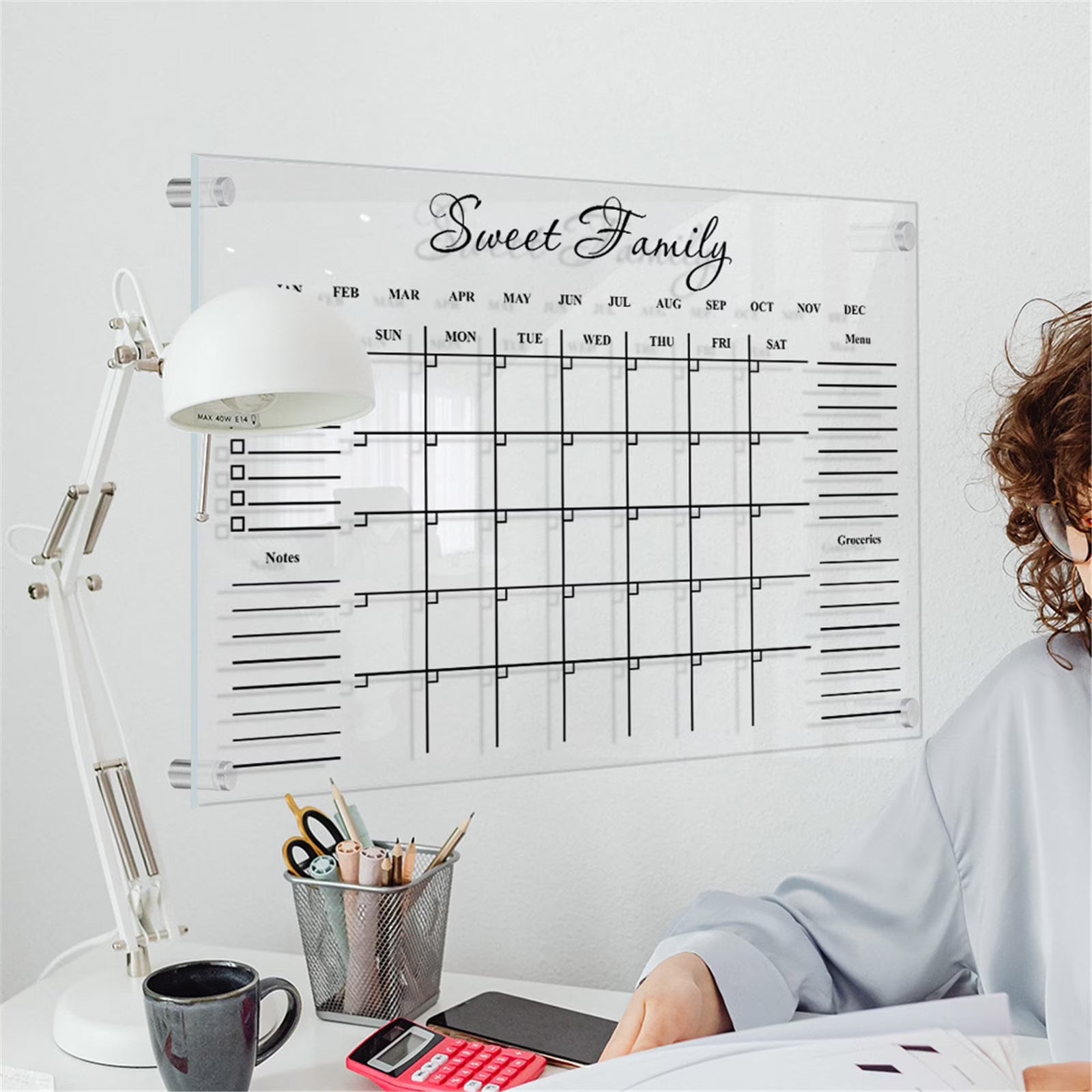 Clearance Office&Craft&Stationery under $5 Wall Acrylic Weekly Planner Board Clear Dry Erases Calendar Planner Reusable Weekly Daily to Do List Board