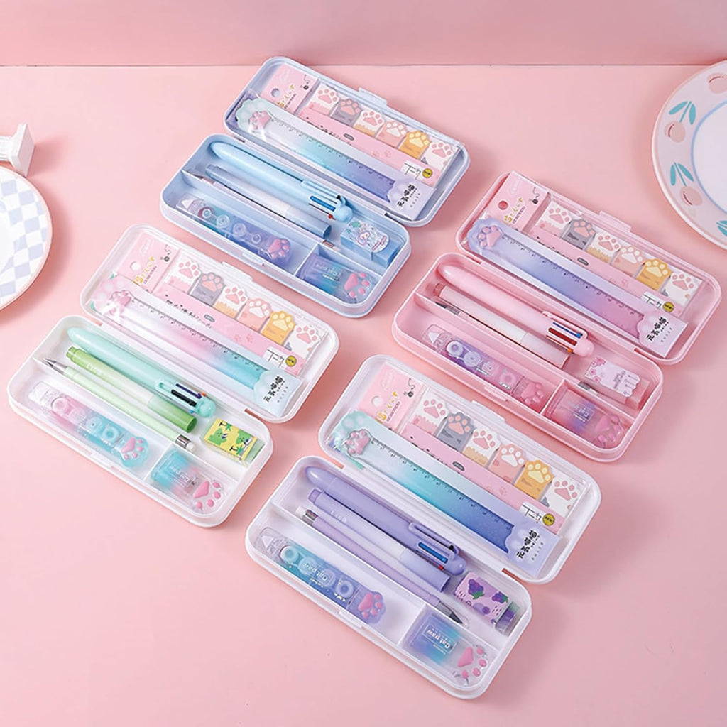 9 Pcs Cute Blue Stationery Set for Girls Boys Women Back to School Supplies Office Supplies Cartoon Cat Paw Stationery Set Aesthetic Kawaii Stationery Gift (Blue)