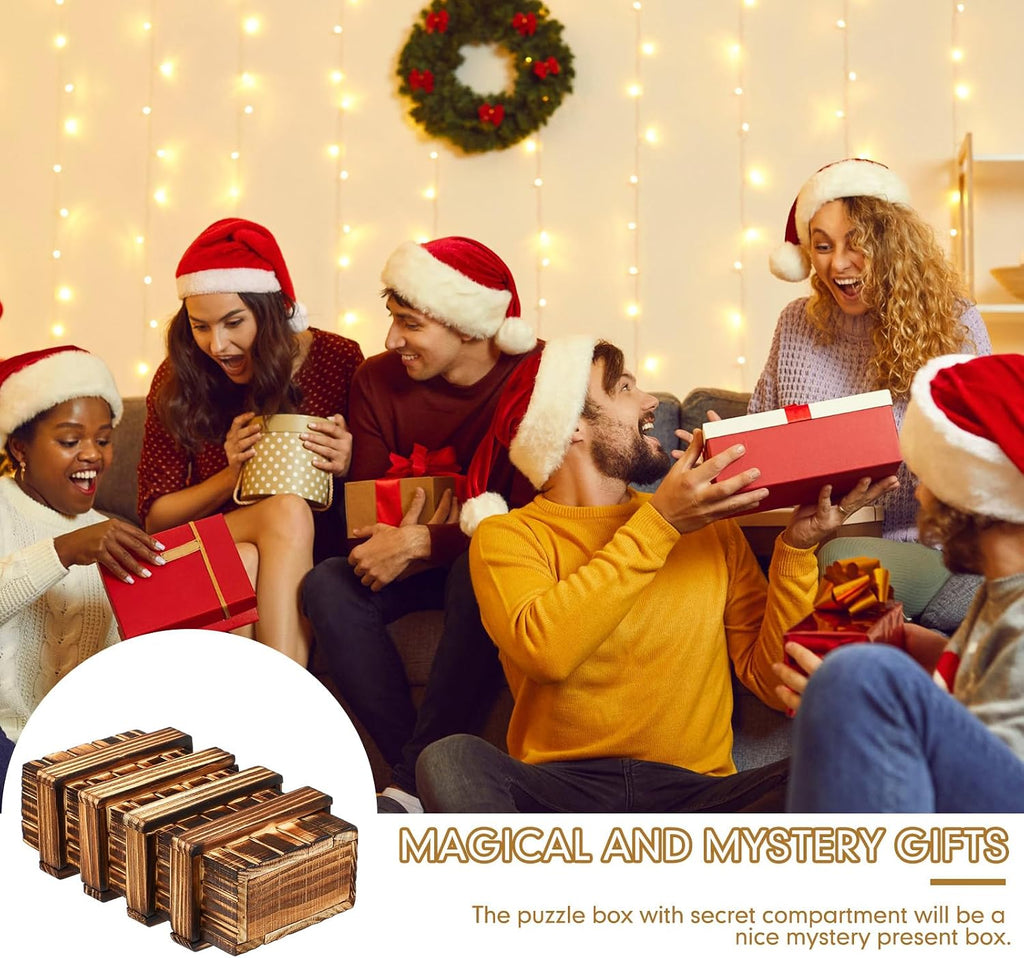 Secret Puzzle Box Cash Gift Wooden Puzzle Box for Adults Brain Teaser Wooden with Hidden Compartments for Christmas Cash Gift (Brown,15.5 X 8.4 X 5 Cm,Three Opening)