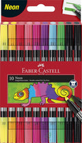 Neon Double-Ended Felt Tip Pens - Set of 10 | with Fine and Wide Tip - Colouring Pens for Children and Adults