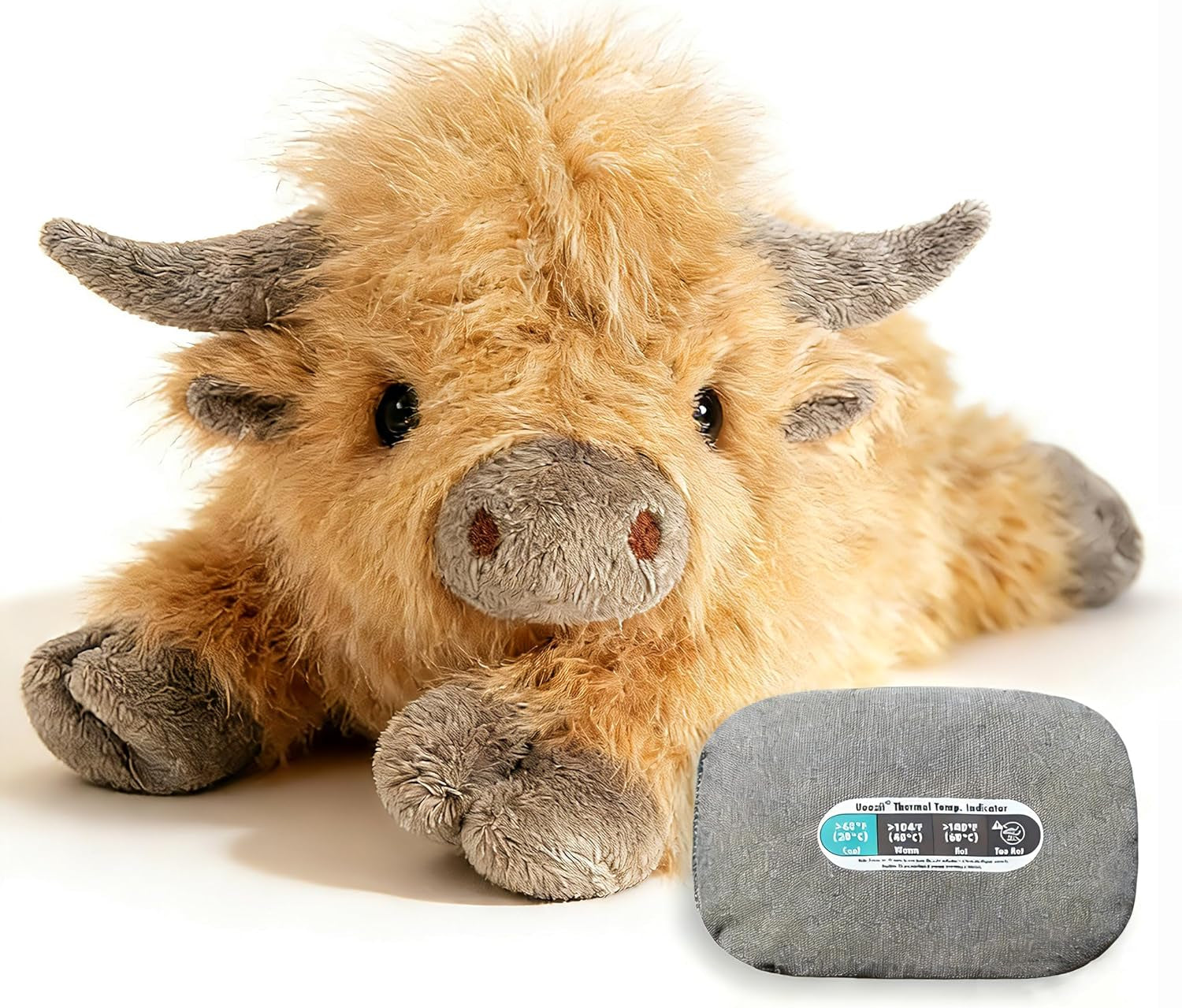 20" | 4 Pounds Highland Cow Weighted Stuffed Animals with Unscented Microwavable Heating Pad, Cute Coolable Heatable Weighted Plush Warm Gift for Kids & Adults