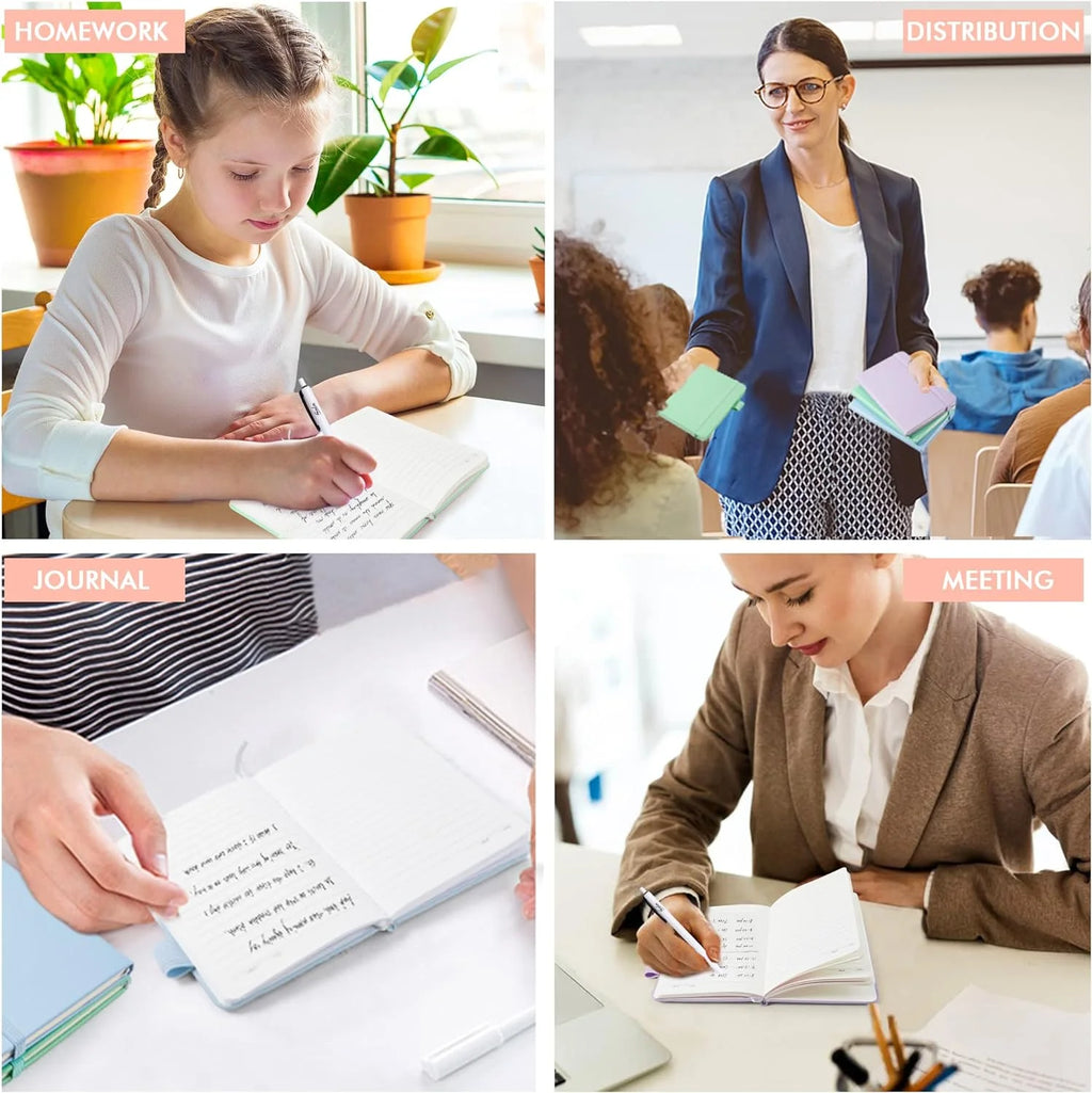 3 Pack Pocket Small Notebook Journals, Mini Cute Hardcover College Ruled Notepad Women Office Supplies, with 3 Black Pens, 3.5”X 5.5”, A6, Pastel Colors, Light Blue, Light Purple, Light Green