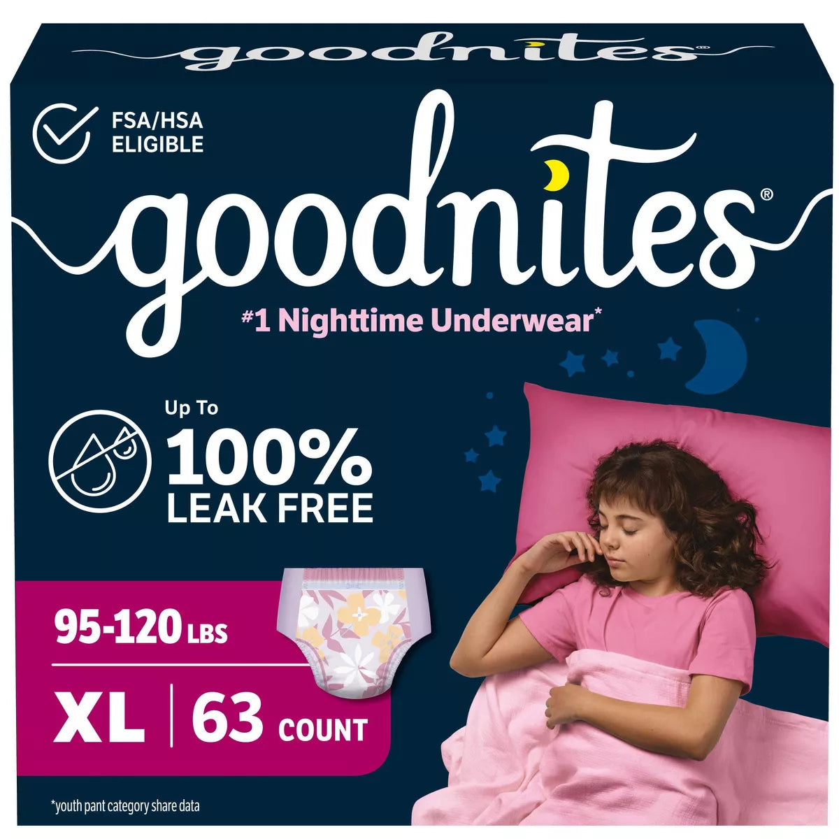 Goodnites Girls' Nighttime Underwear - (Select Size and Count)
