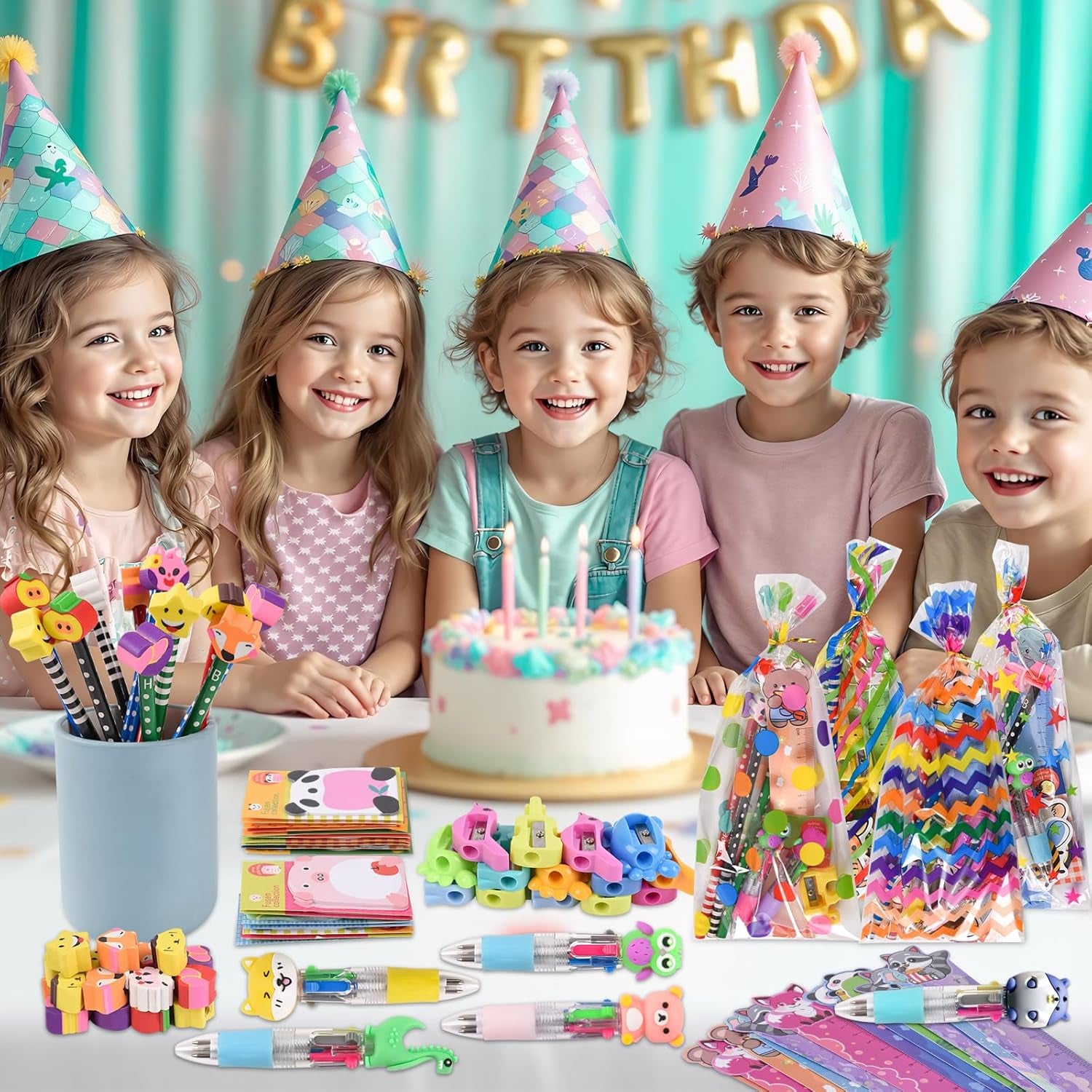 24 Pack Cute Cartoon Animal Stationery Set,Birthday Gifts for Boys Girls School Goodie Bags School Classroom Games Rewards.