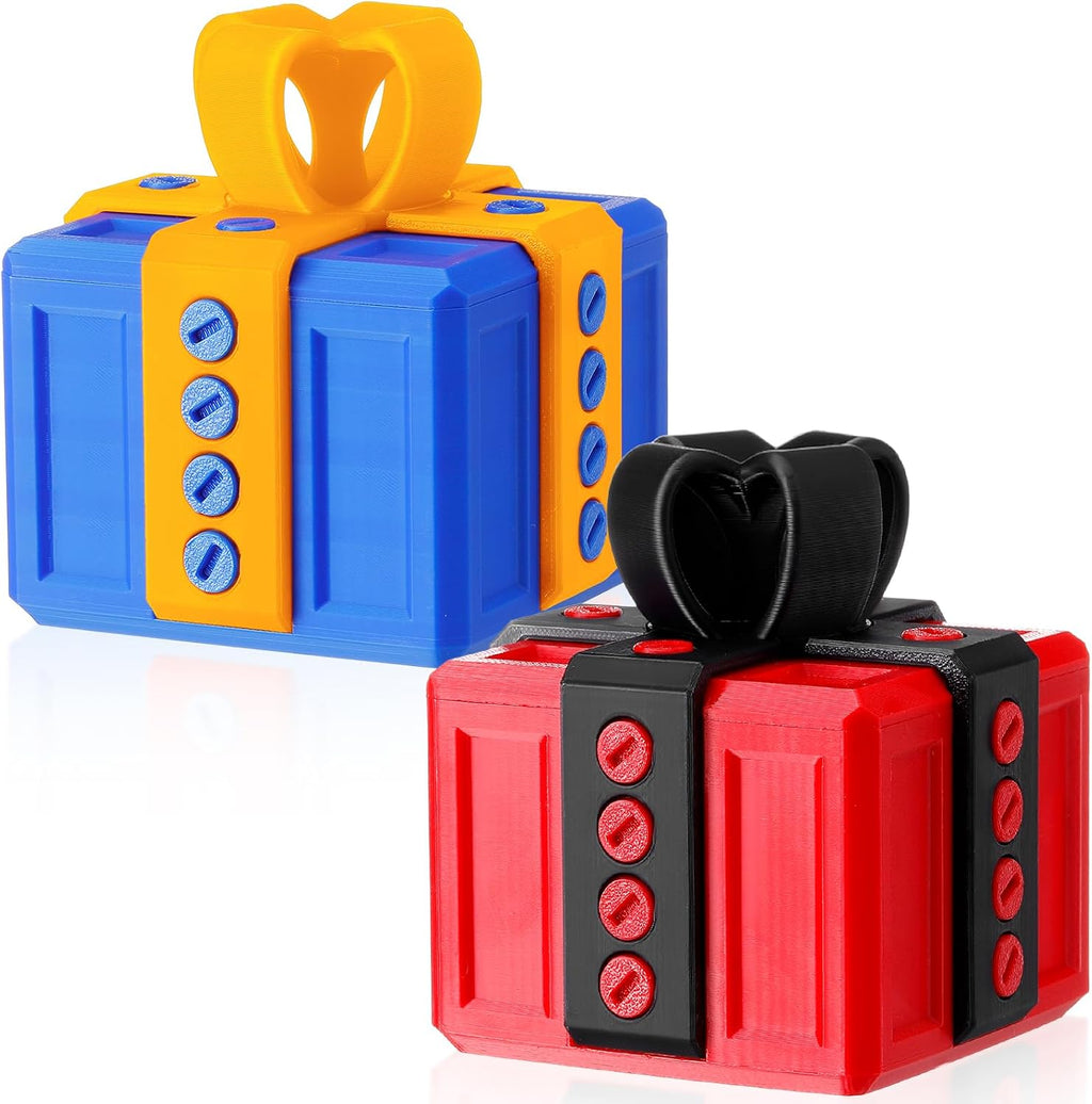 2 Pack Gotcha Box Annoying Gift Box with 3D Printed Screw, 3.15'' Gag Prank Gift Boxes, Funny Novelty Money Puzzle Boxes for Card Graduation Birthday Office White Elephant Party Favors