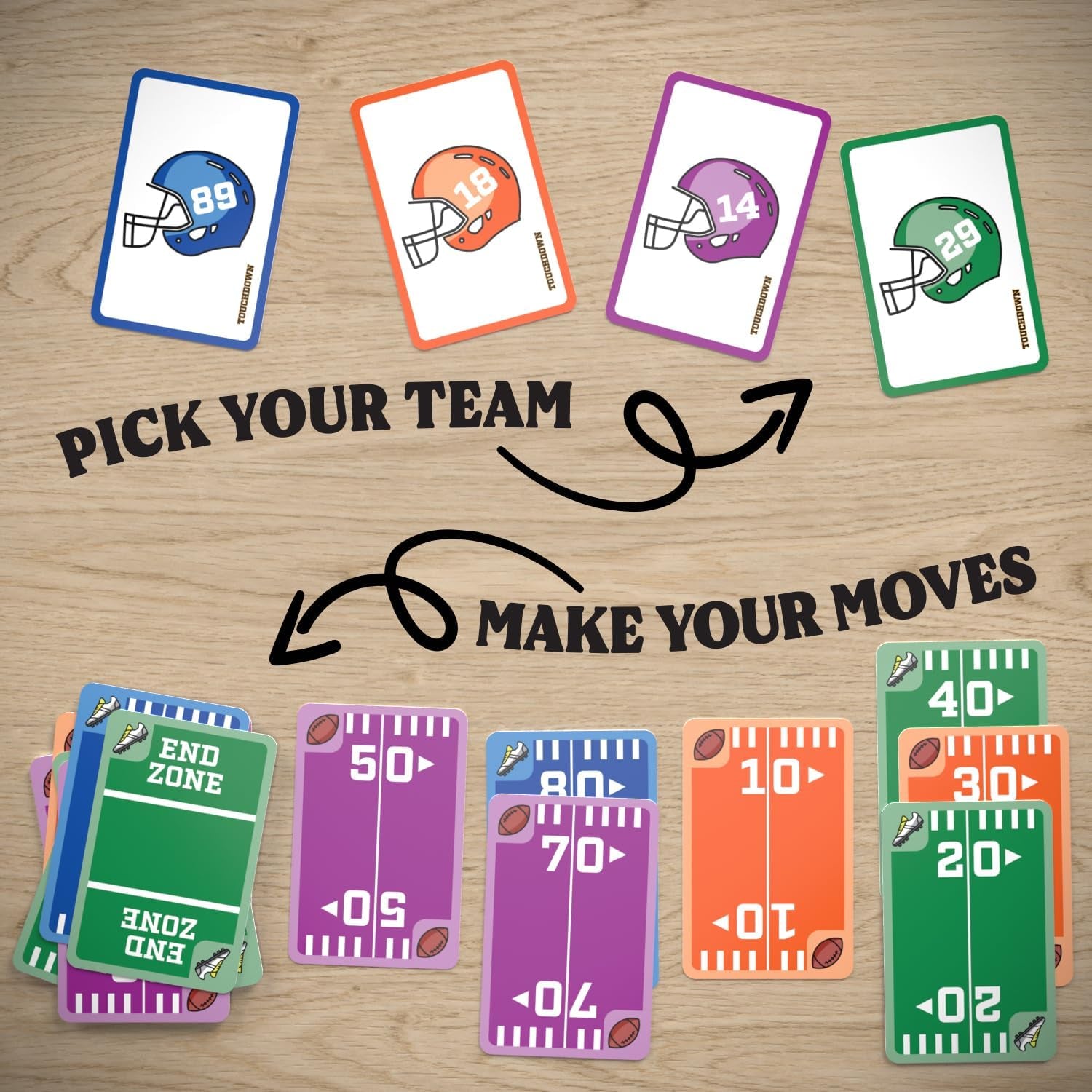 - Fast-Paced, Football Themed Card Game That Anyone Can Play, 2-4 Players, Fun Card Games for Adults, Kids, Families and Game Nights, Stocking Stuffers, Football Gifts