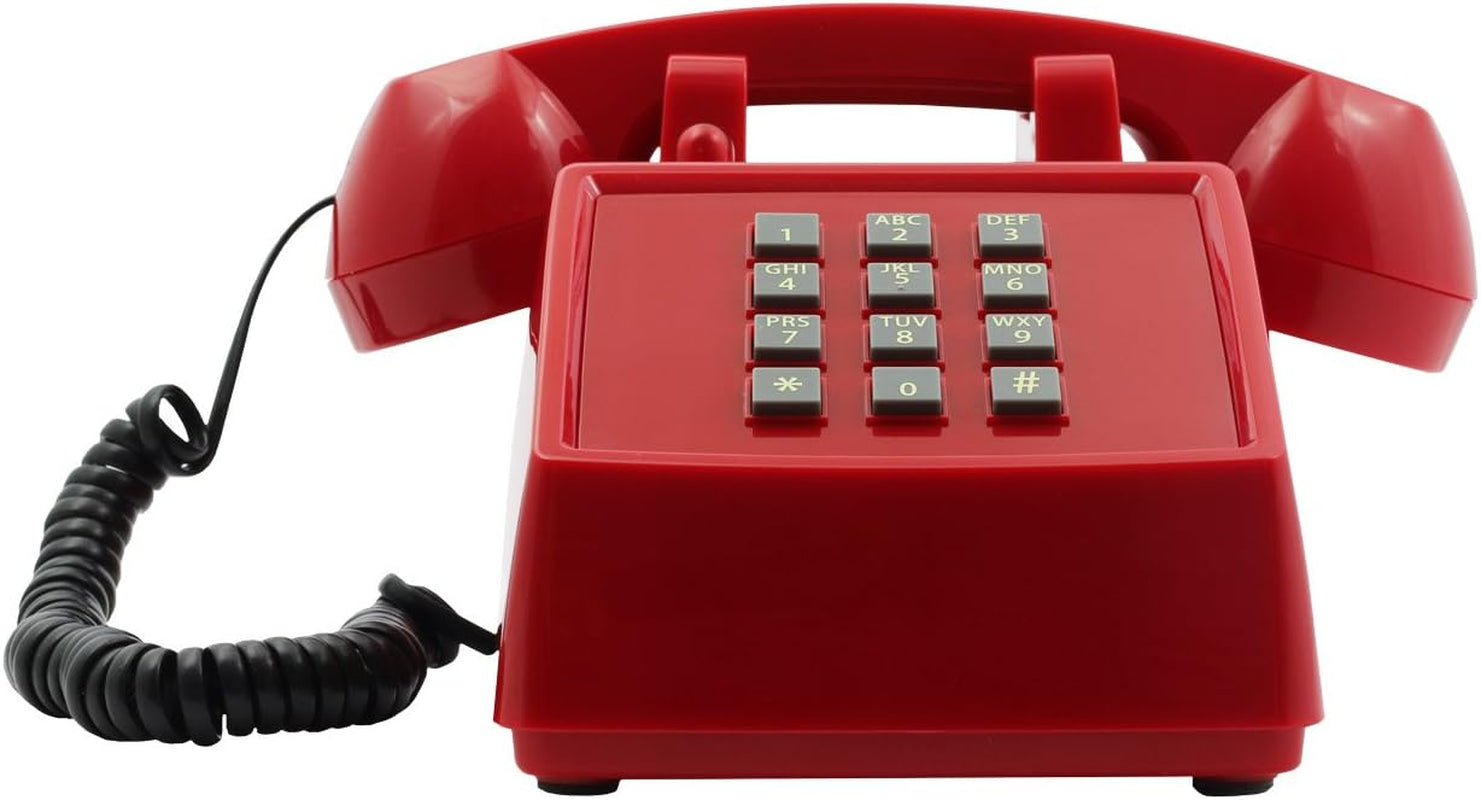 Opis Pushmefon Cable: the Landline Phone for Home in Retro Style - Non Electric Vintage Push Button Telephone for Landline Connections in Red