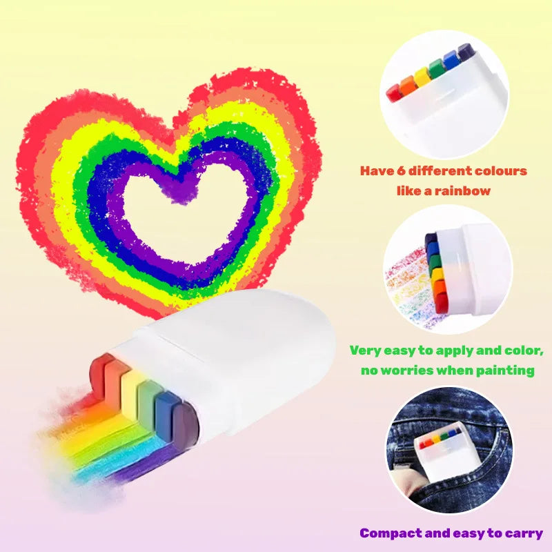 1/6Pcs Rainbow Crayon Paint Color Set - Birthday Party Colorful Theme Oil Pastel Accessories, DIY Rainbow Colors Graffiti Pen