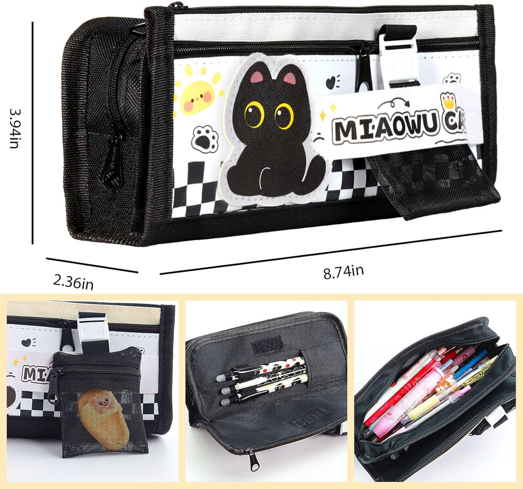 Black Cute Cat Stationery Set Cat School Supplies Including Sticky Notes,Mechanical Pencils,Eraser,Notebook,Stickers Etc Kawaii Birthday Gifts Classroom Rewards (Black Cute Cat)