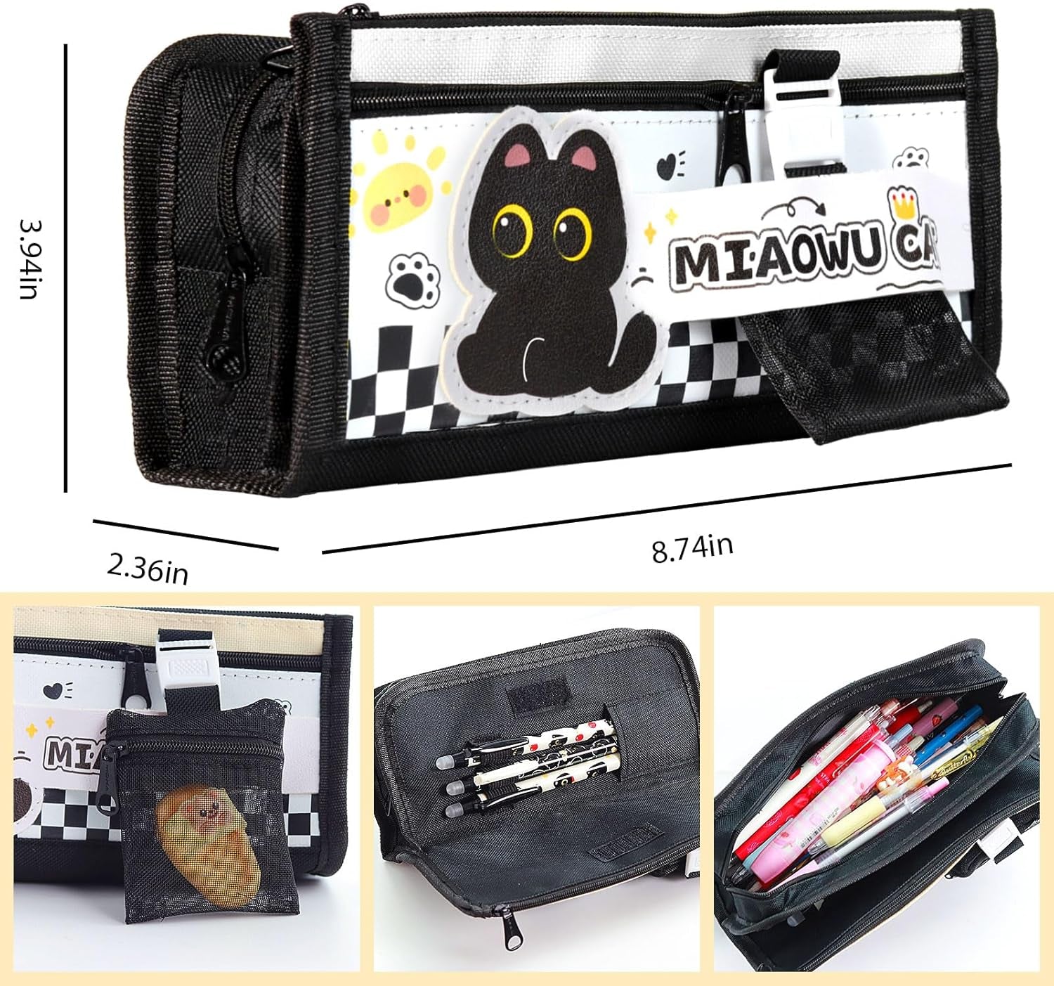 Black Cute Cat Stationery Set Cat School Supplies Including Sticky Notes,Mechanical Pencils,Eraser,Notebook,Stickers Etc Kawaii Birthday Gifts Classroom Rewards (Black Cute Cat)