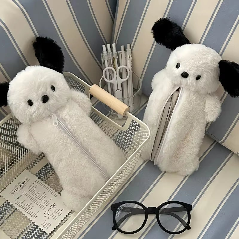 Korea Style Puppy Pencil Case Soft Plush School Stationary Big Capacity Pen Bag for Student Kawaii Stationary