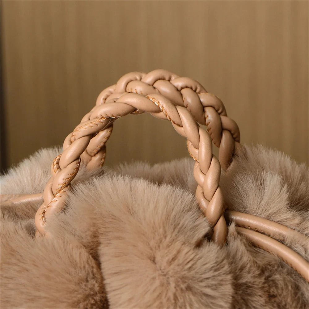 Women'S Crossbody Pumpkin Plush Bag Cute Tote Bags Autumn Winter Fashion Solid Color Handbag Travel Shoulder Bags