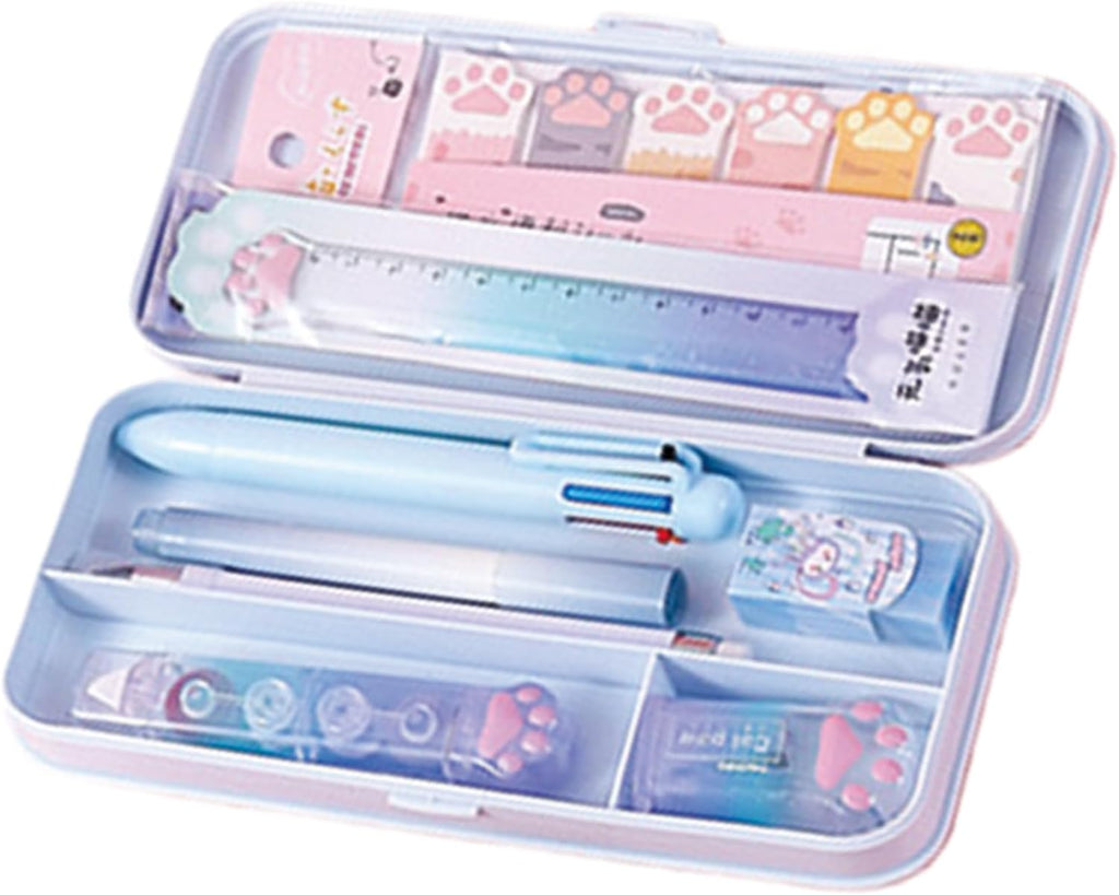 9 Pcs Cute Blue Stationery Set for Girls Boys Women Back to School Supplies Office Supplies Cartoon Cat Paw Stationery Set Aesthetic Kawaii Stationery Gift (Blue)
