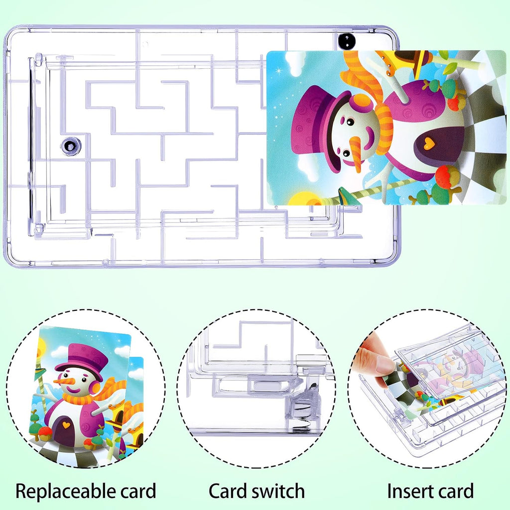 2-Piece Maze Puzzle Present Box - Plastic Card Holder, Intellectual Pinball Machine Game - Fun & Challenging for Teens & Adults (Clear, Pink)