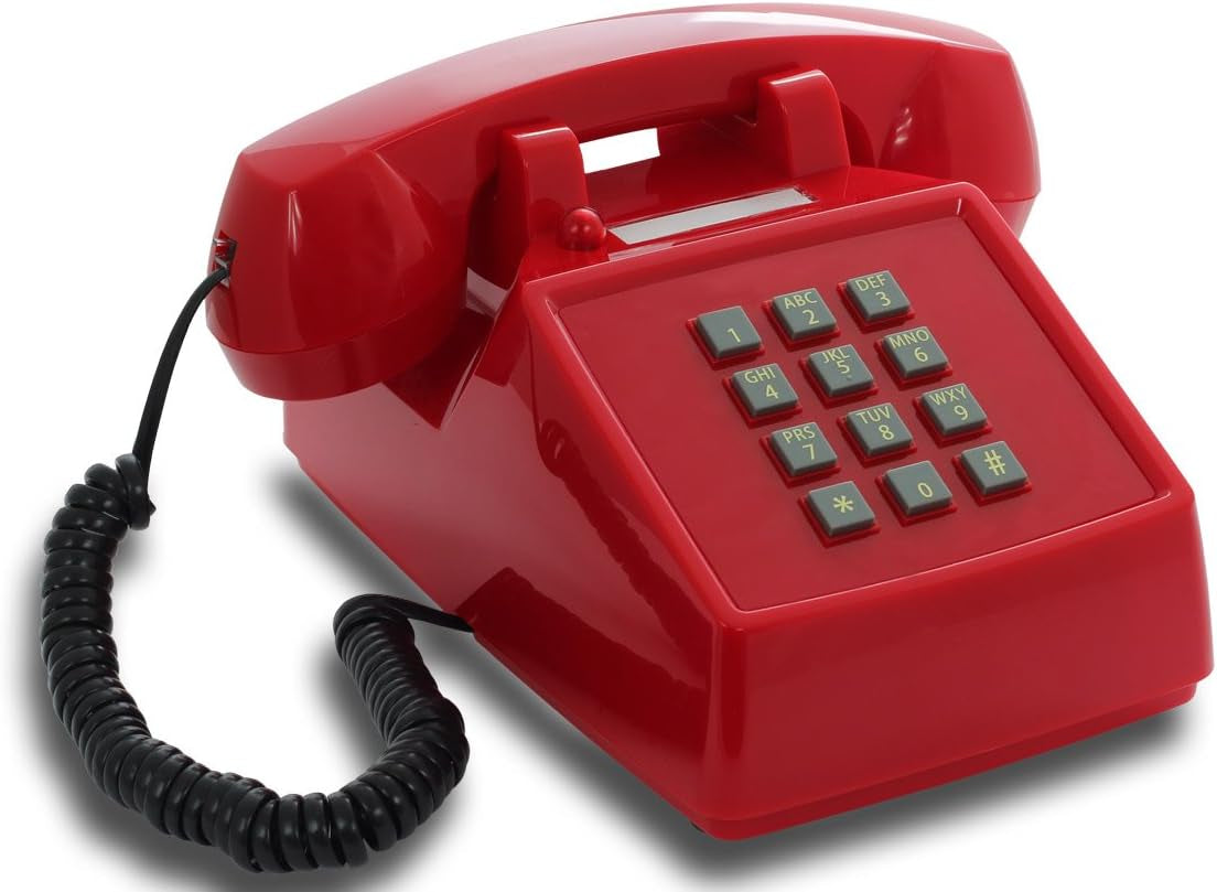 Opis Pushmefon Cable: the Landline Phone for Home in Retro Style - Non Electric Vintage Push Button Telephone for Landline Connections in Red