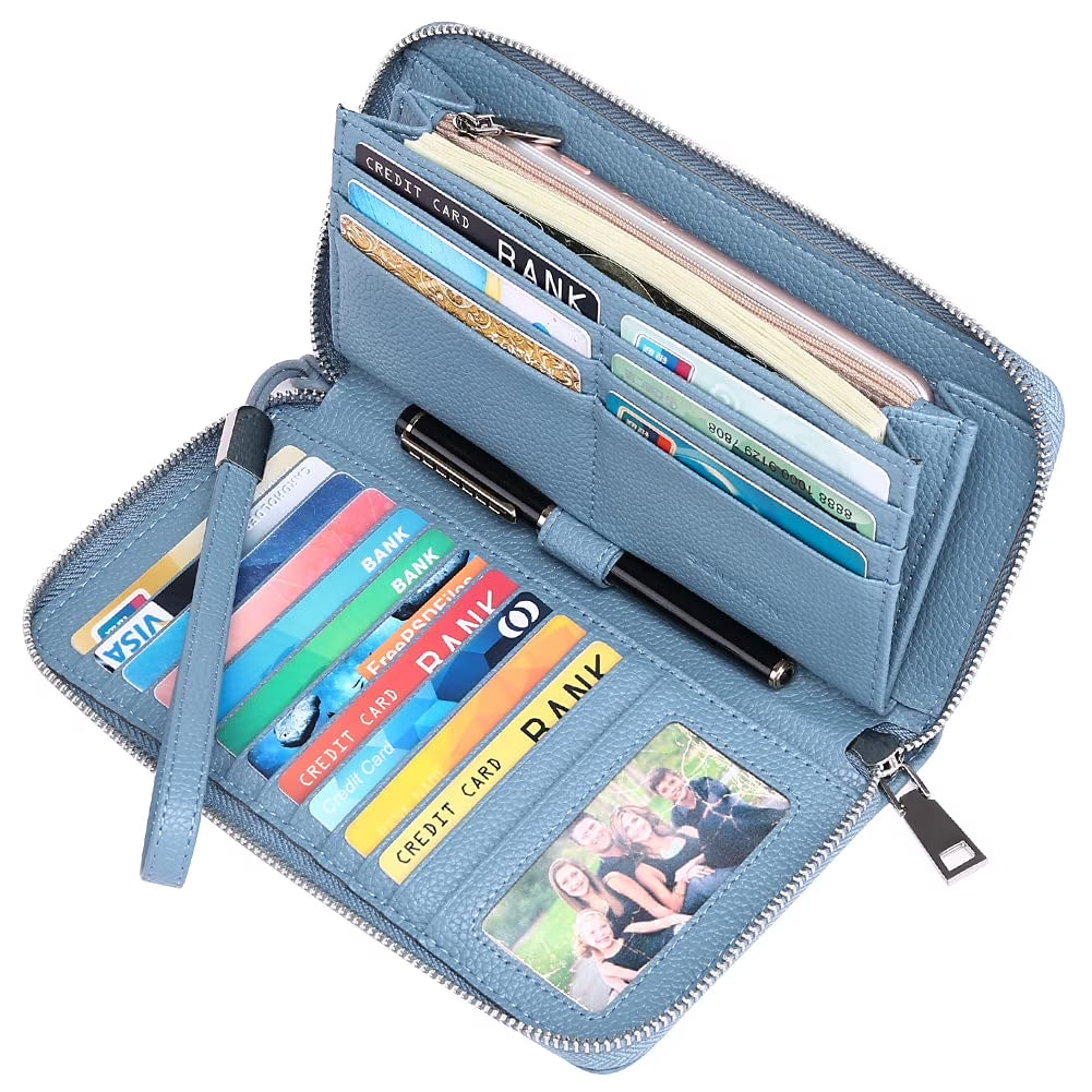 Multiple Card Holder Women Leather Wallet, Blue