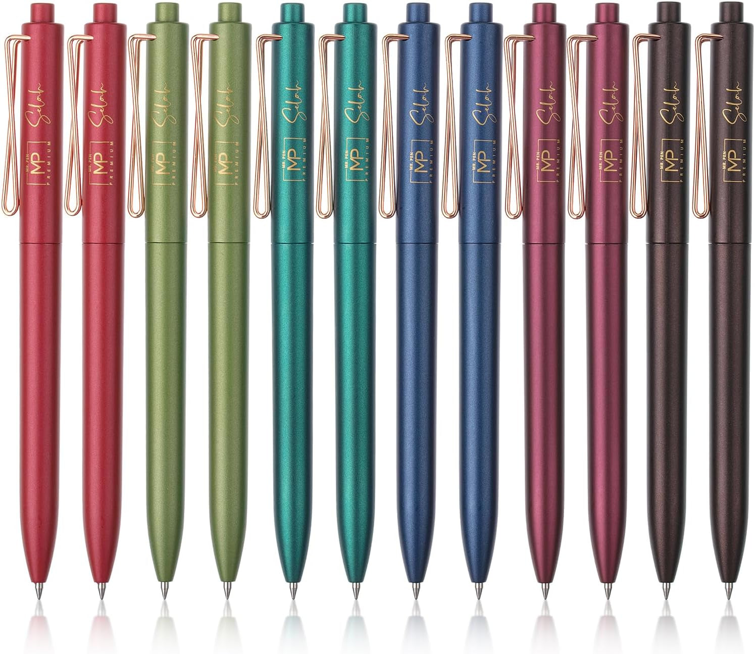 - Retractable Gel Pens, 12 Pack, Black Ink | Metallic Dark Vintage Barrels, Fine Point 0.5 Mm, Fast Dry, Smooth Writing, Cute Pens for Drawing