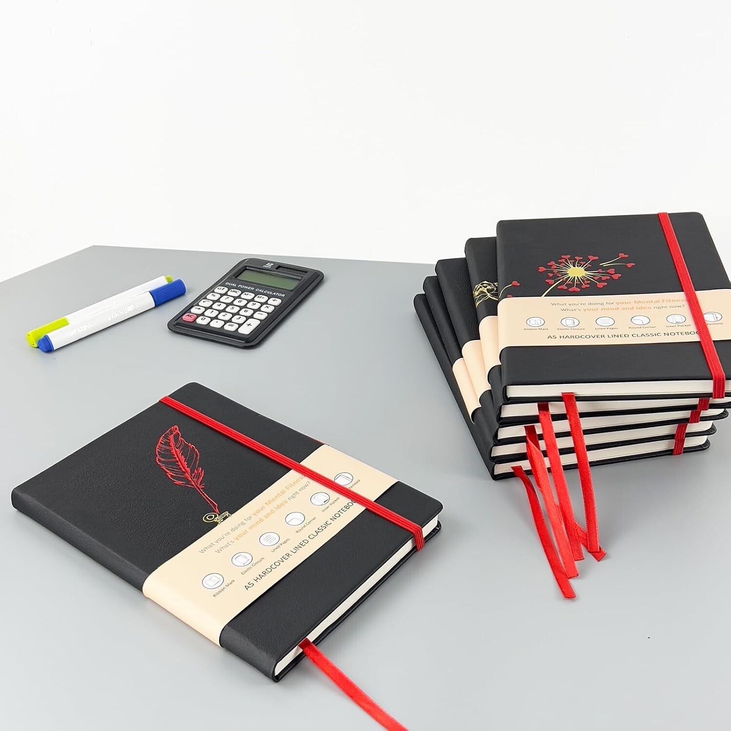 Lined Black Journal Notebook for Writing, 192 Pages, A5 Hardcover Notebooks For