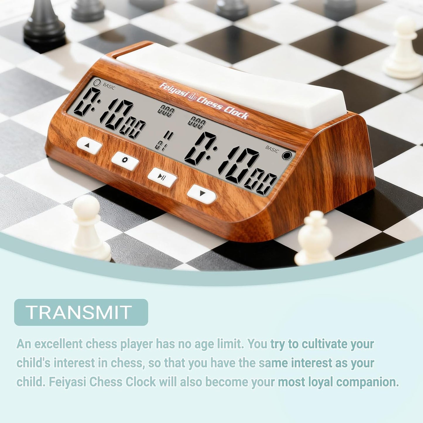 Chess Clock, Competition Specific Chess Timer, Portable Digital Electronic Large Screen Chess Clock,Suitable for Timers in Chess, Go, Checkers, and Other Board Games (Wood Grain Color)
