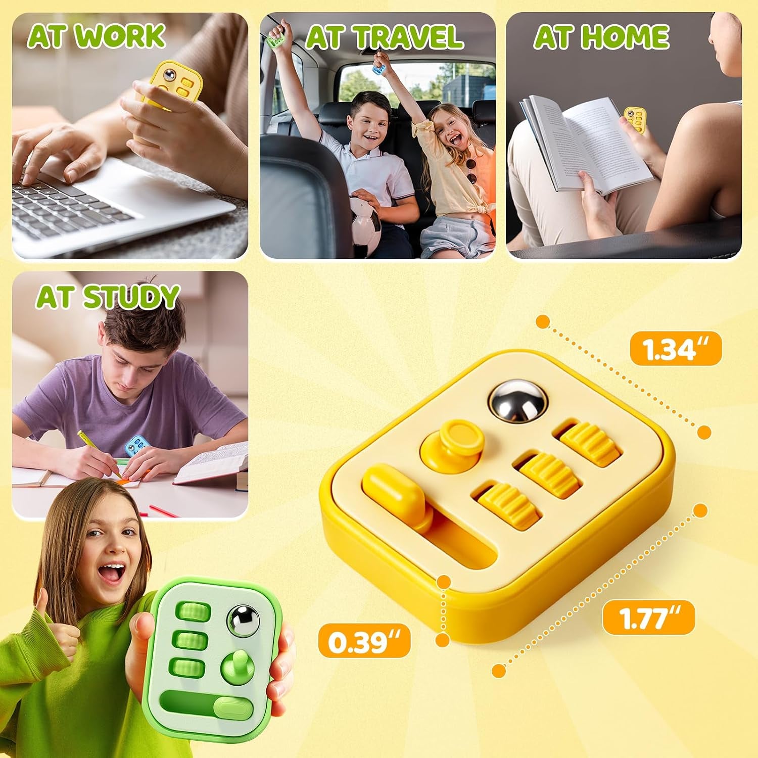 Fidget Sensory Toys for Kids Adult: 3 Pack Finger Fidget Toys for Autism Kids Calming - ADHD Tools for Classroom Desk with Clicker, Gear, Controller Stick - Small Fidgets for Travel