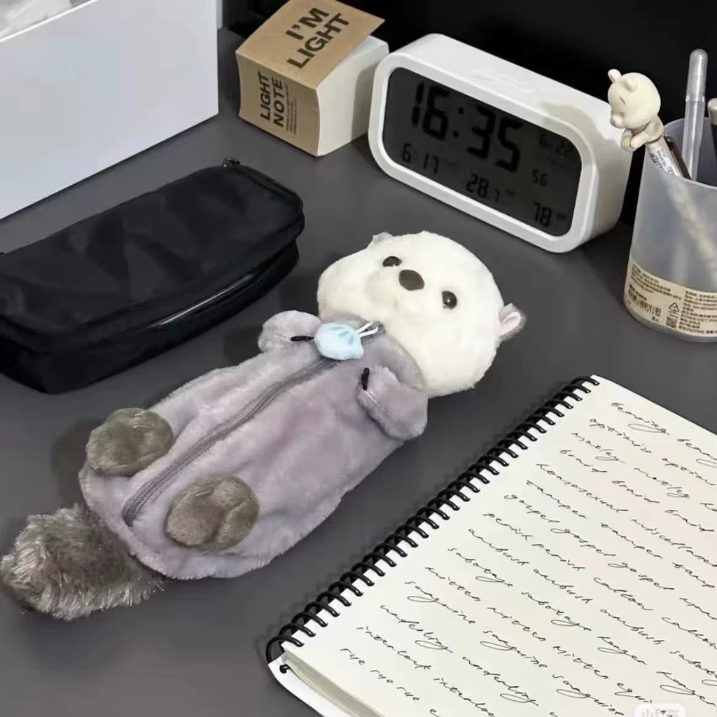 Korea Style Puppy Pencil Case Soft Plush School Stationary Big Capacity Pen Bag for Student Kawaii Stationary