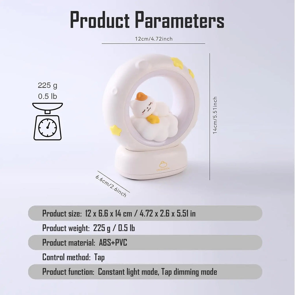 LED Moon Night Light Cute Animal Cartoon Rabbit Lamps USB Rechargeable Warm Bedroom Decoration Sleeping Lights
