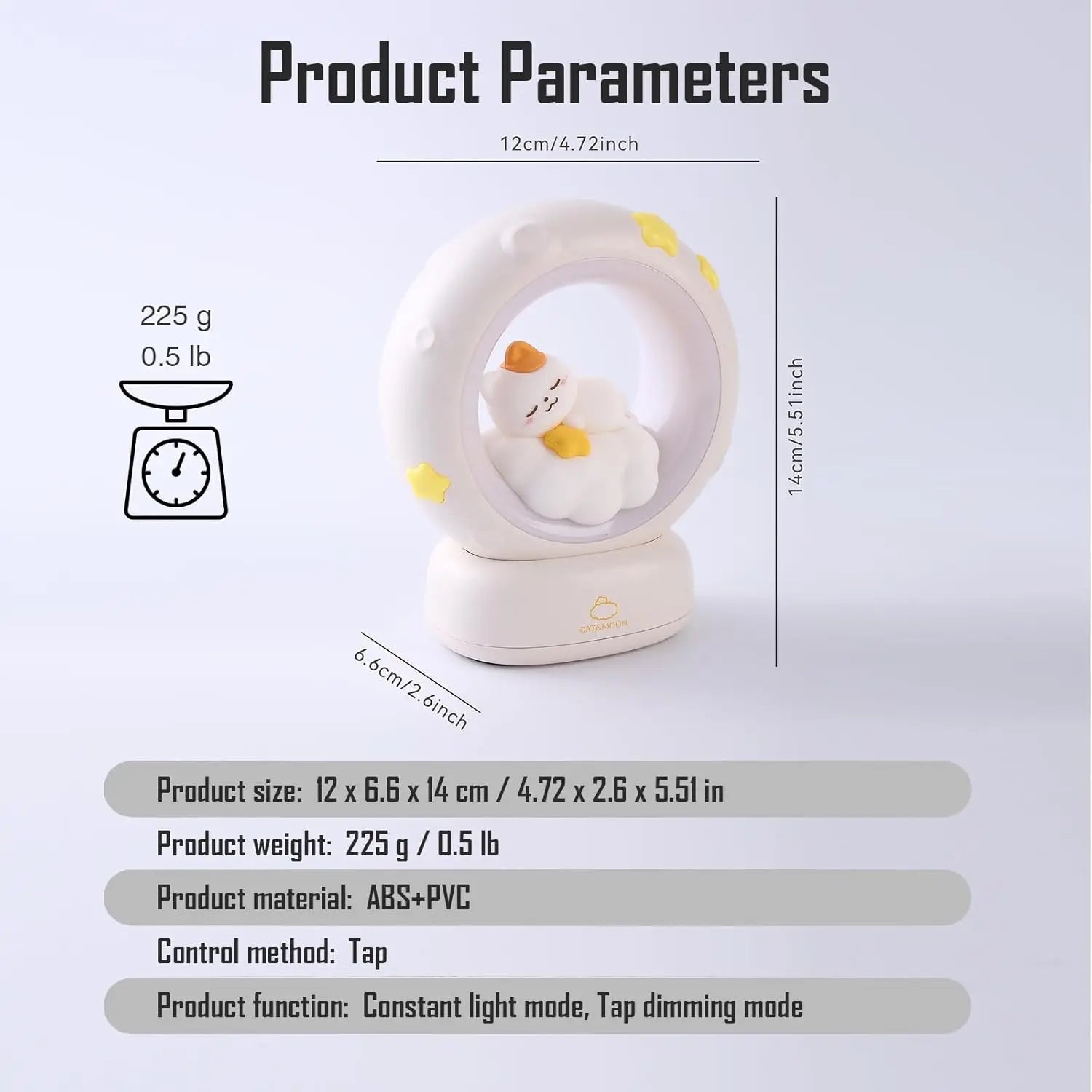 LED Moon Night Light Cute Animal Cartoon Rabbit Lamps USB Rechargeable Warm Bedroom Decoration Sleeping Lights