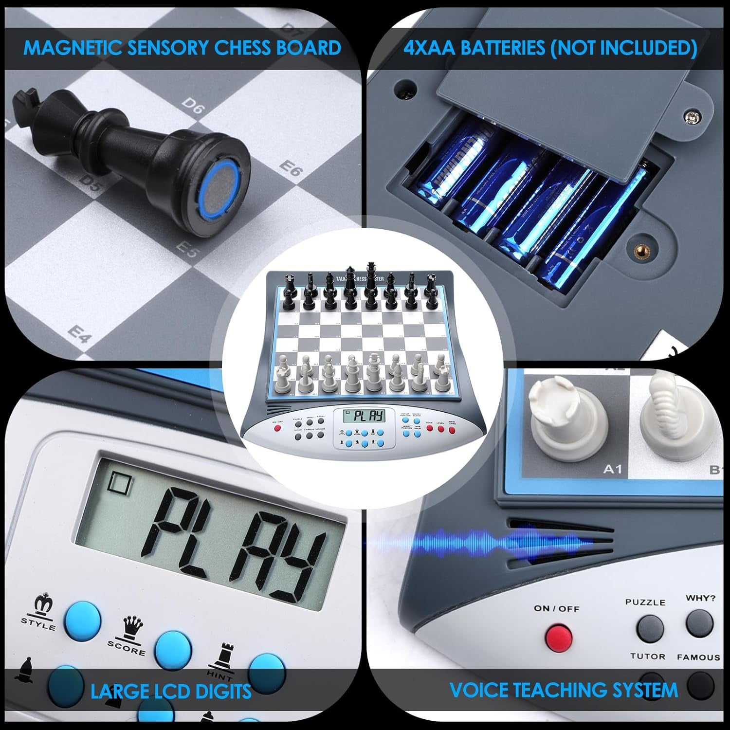 Electronic Chess Set with Voice Teaching System, Magnetic Computer Chess Game, Great Partner for Beginners & Improving Players, Electronic Chess Board Grows Your Chess Skills