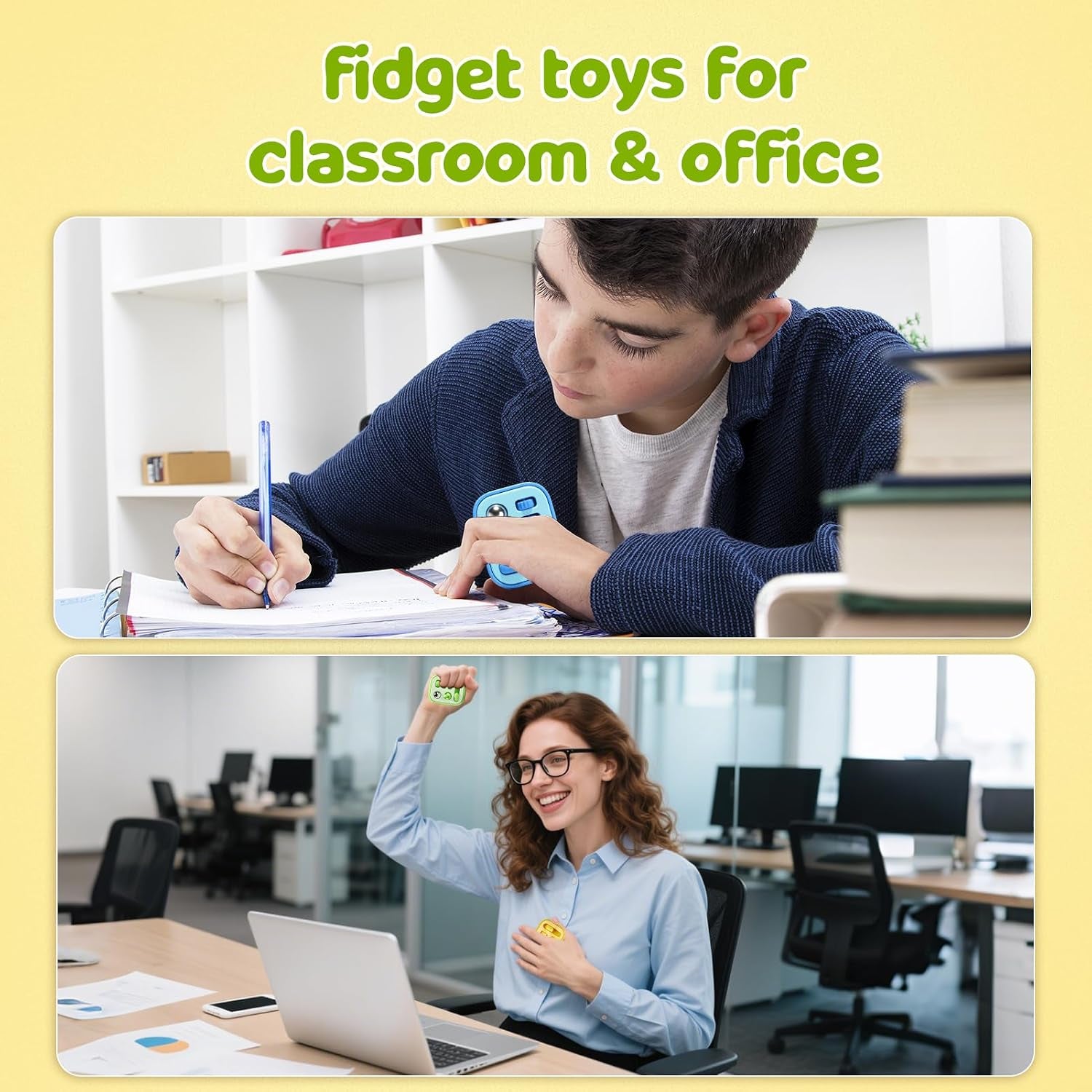 Fidget Sensory Toys for Kids Adult: 3 Pack Finger Fidget Toys for Autism Kids Calming - ADHD Tools for Classroom Desk with Clicker, Gear, Controller Stick - Small Fidgets for Travel