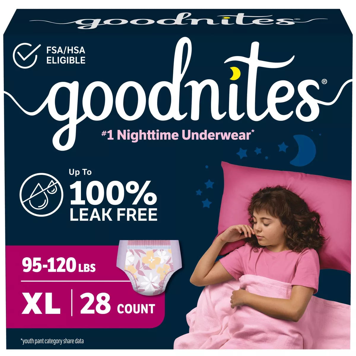 Goodnites Girls' Nighttime Underwear - (Select Size and Count)