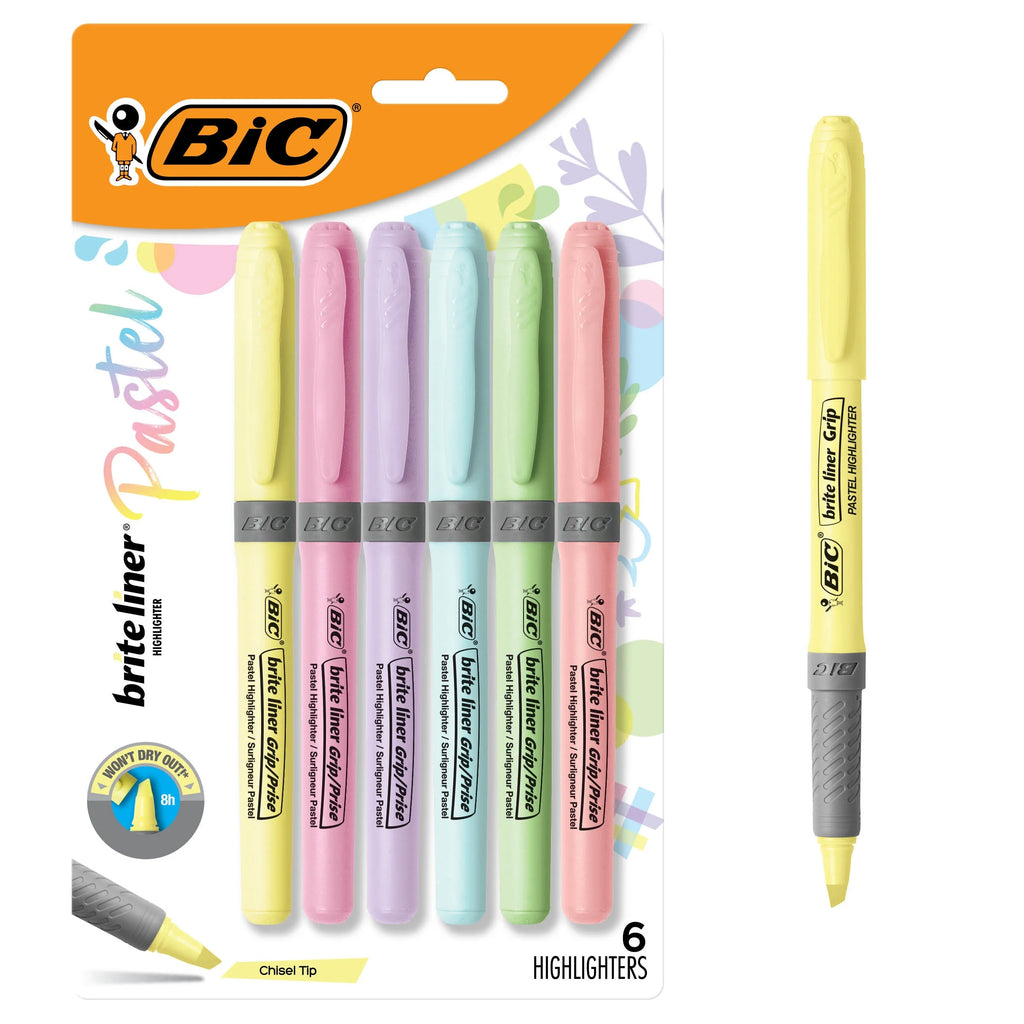 Brite Liner Chisel Point Highlighter Set, Assorted Pastel Colors, 6 Count