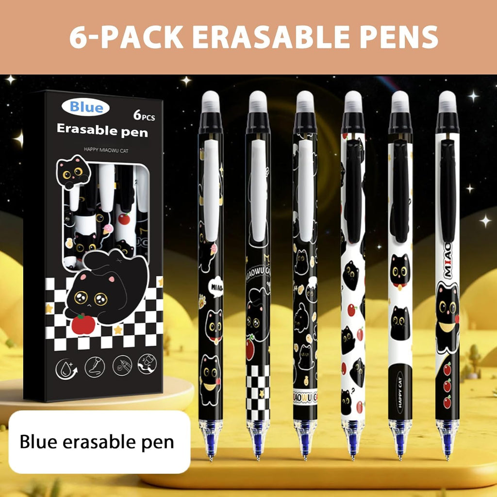 Black Cute Cat Stationery Set Cat School Supplies Including Sticky Notes,Mechanical Pencils,Eraser,Notebook,Stickers Etc Kawaii Birthday Gifts Classroom Rewards (Black Cute Cat)