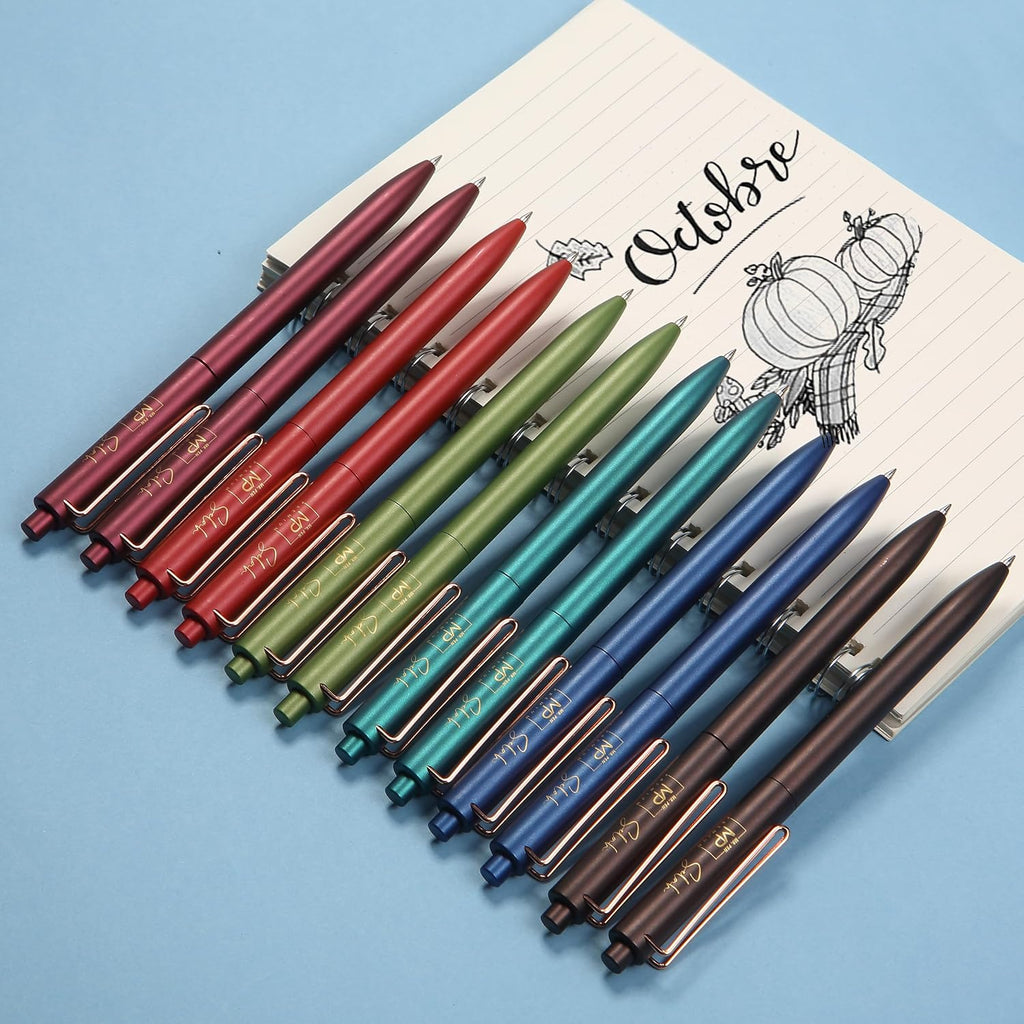 - Retractable Gel Pens, 12 Pack, Black Ink | Metallic Dark Vintage Barrels, Fine Point 0.5 Mm, Fast Dry, Smooth Writing, Cute Pens for Drawing