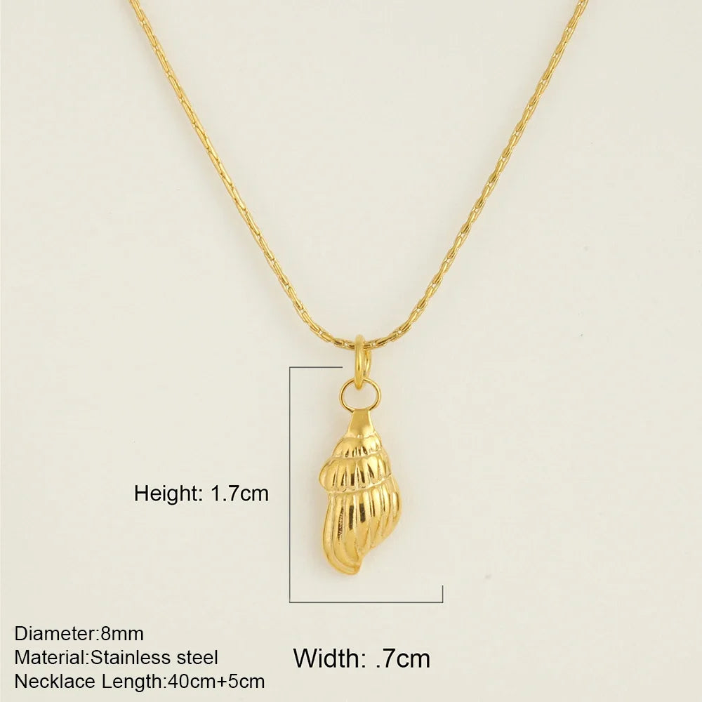 Ocean Series Golden Choker Stainless Steel Pendant Necklace for Women Shell Starfish Pendants Women'S Chunky Jewelry Accessories