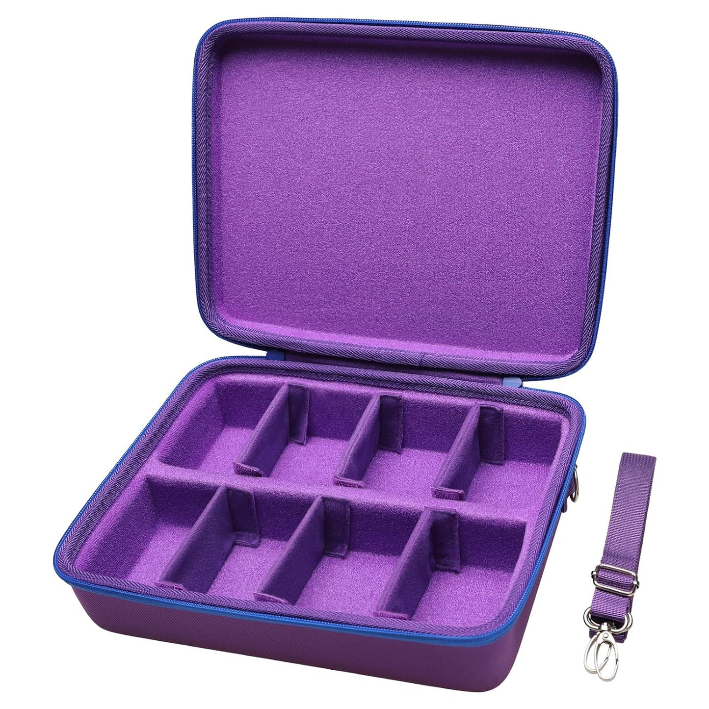 LTGEM Card Game Case Compatible with Cards against Humanity/Magic the Gathering/Uno/Pokemen/Baseball/Football Cards 2500+, Trading Card Storage Box with 6 Dividers and Shoulder Strap, Purple
