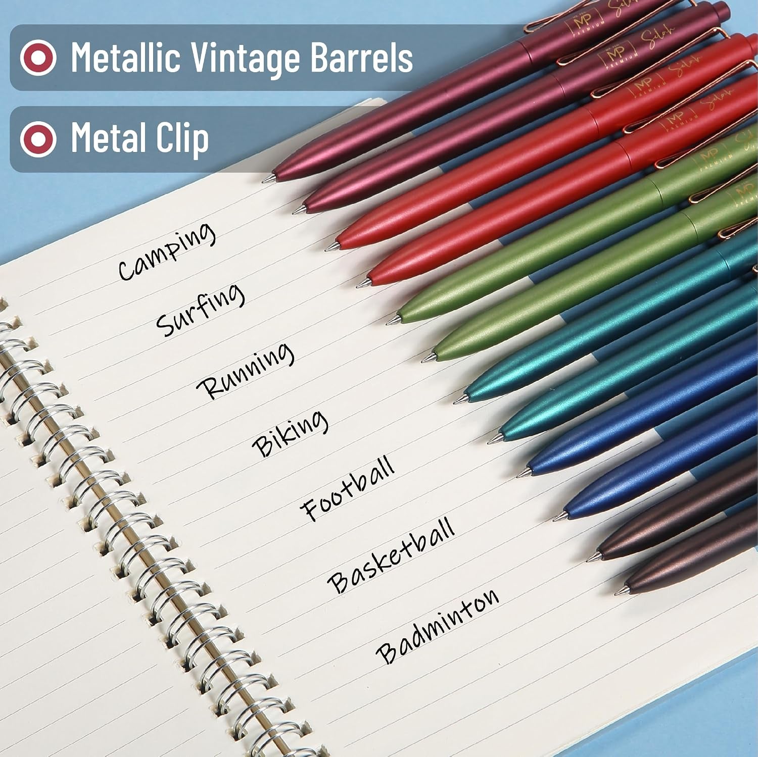 - Retractable Gel Pens, 12 Pack, Black Ink | Metallic Dark Vintage Barrels, Fine Point 0.5 Mm, Fast Dry, Smooth Writing, Cute Pens for Drawing