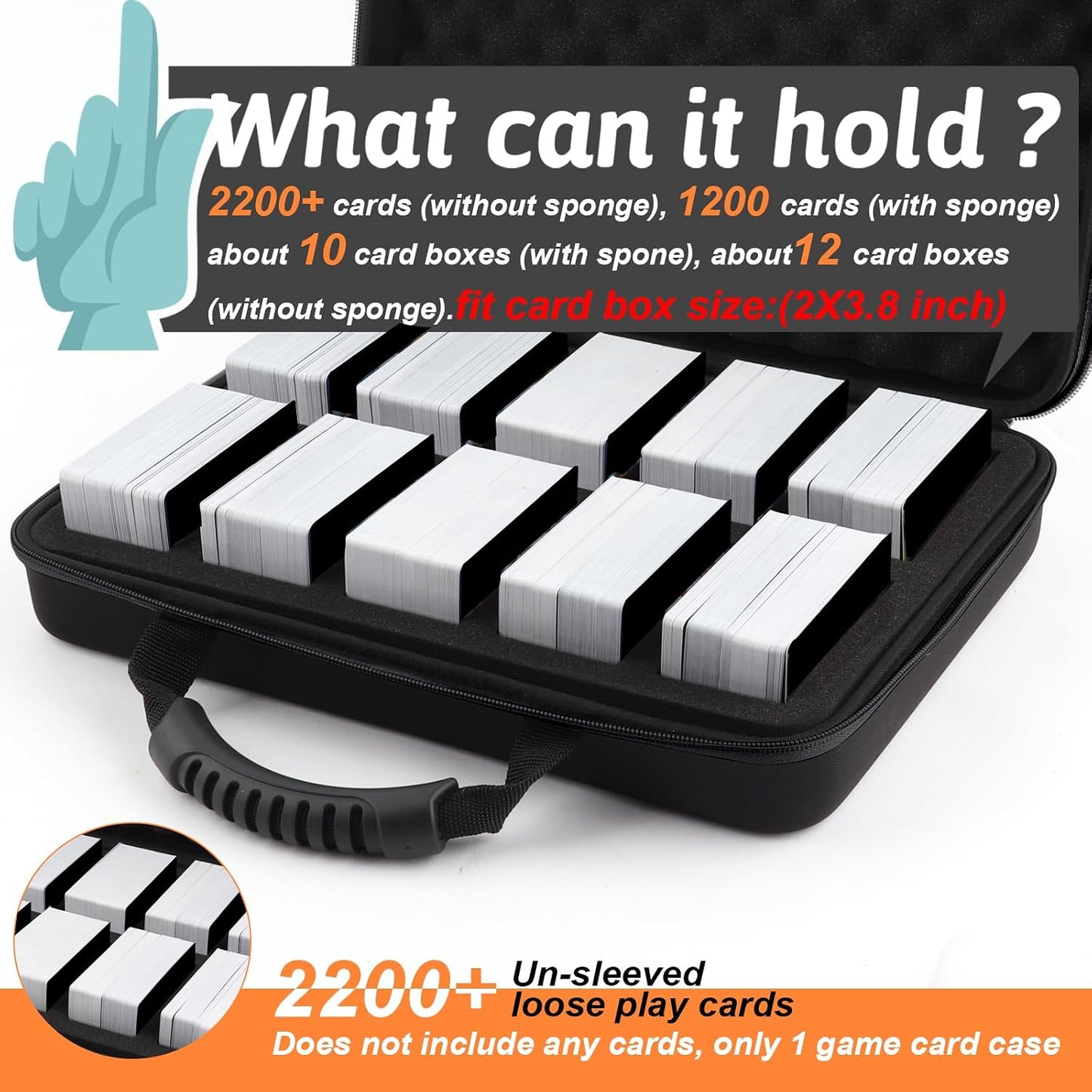 1200-2200 Card Game Case for Cards against Humanity Game,Collectible Trading Card Storage Holder Compatible for Pokemon Cards, Sports Card and Baseball Cards,Playing Card Travel Carrying Case Fit All