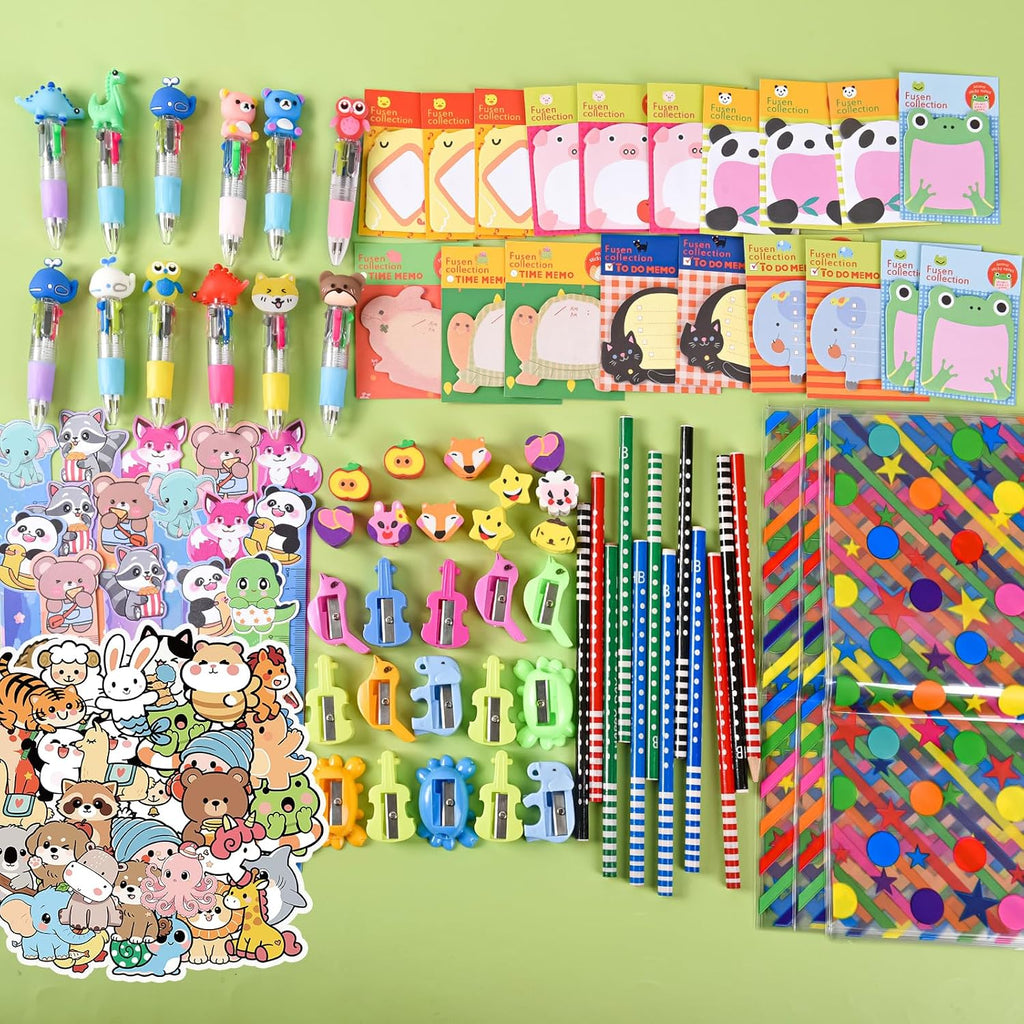 24 Pack Cute Cartoon Animal Stationery Set,Birthday Gifts for Boys Girls School Goodie Bags School Classroom Games Rewards.