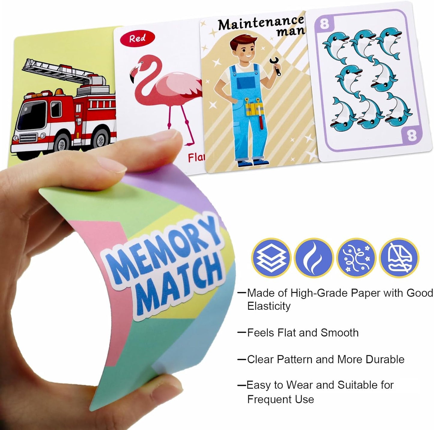 Card Games for Kids Ages 4-8, Go Fish,Old Maid Card Game and Memory Games Card, Fun Classic Kid Toddlers Games for Family Game Night Party Travel Preschool Classroom,Stocking Stuffers Gifts,4 Decks