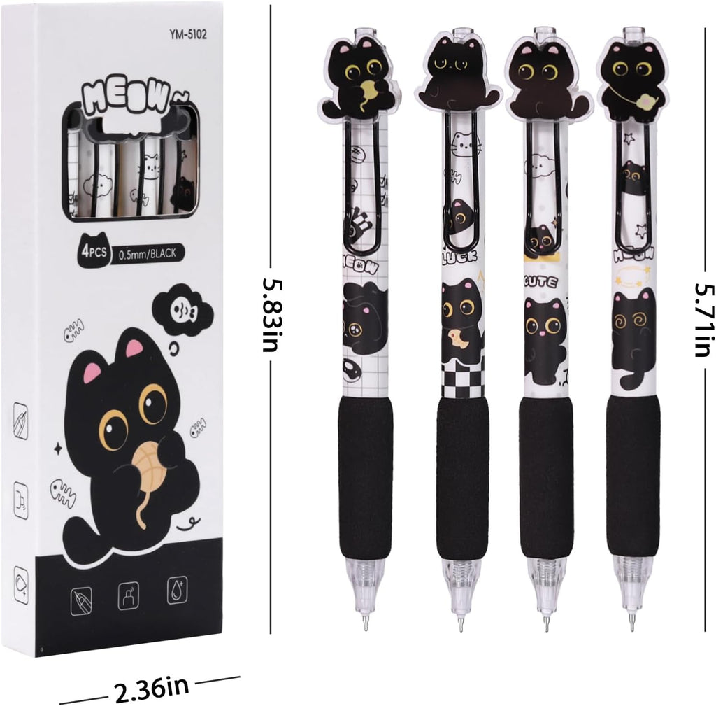 Black Cute Cat Stationery Set Cat School Supplies Including Sticky Notes,Mechanical Pencils,Eraser,Notebook,Stickers Etc Kawaii Birthday Gifts Classroom Rewards (Black Cute Cat)