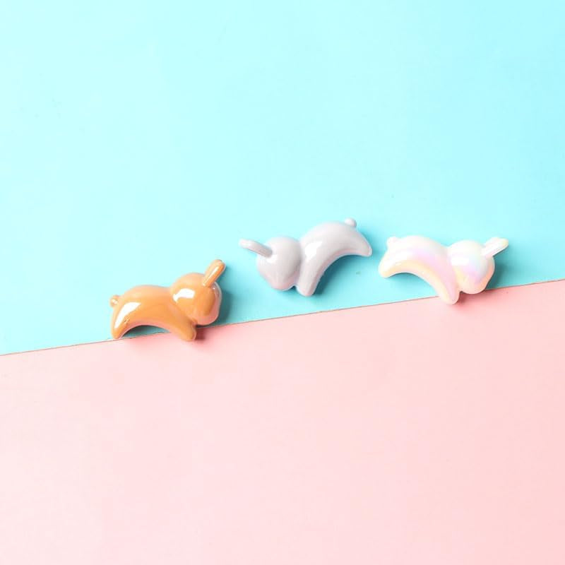 42Pcs Pastel-Coated Acrylic Bunny Charms, 0.9Inch Glossy Rabbit Beads Assorted Colors for DIY Jewelry, Keychains, Phone Straps & Hair Accessories