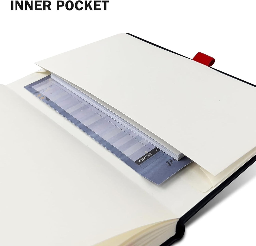 Lined Black Journal Notebook for Writing, 192 Pages, A5 Hardcover Notebooks For