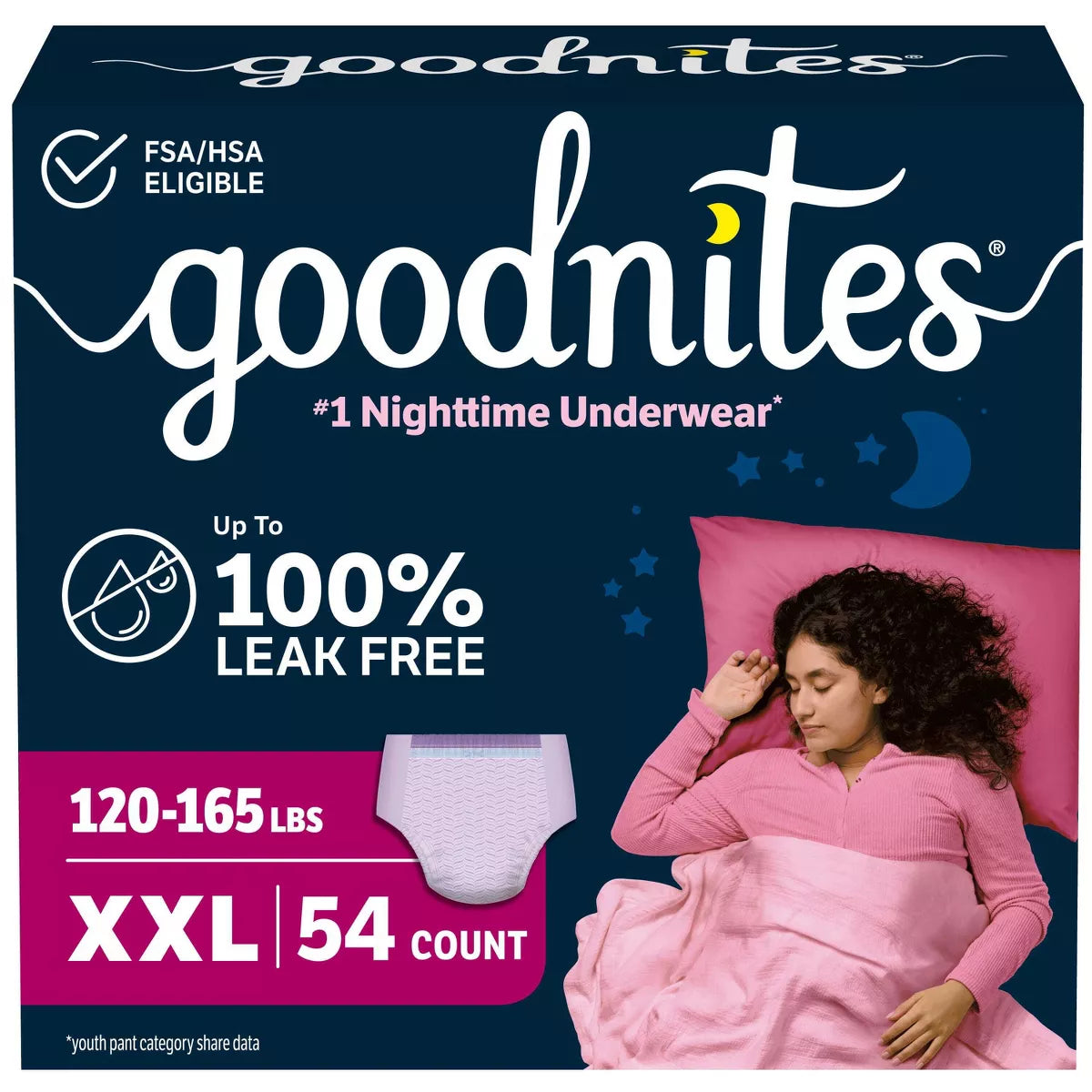 Goodnites Girls' Nighttime Underwear - (Select Size and Count)
