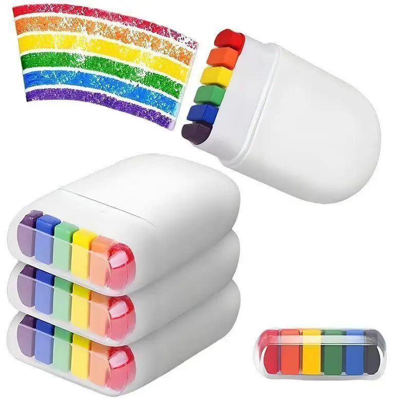 1/6Pcs Rainbow Crayon Paint Color Set - Birthday Party Colorful Theme Oil Pastel Accessories, DIY Rainbow Colors Graffiti Pen