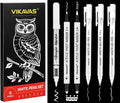 6PCS White Gel Pens for Dark Paper – 3 Fine Gel Pens (1.0Mm, 0.8Mm, 0.5Mm) + 2 Dual-Tip Acrylic Paint Pens + 1 Liquid Ink Brush Pen for Adult Artists Journaling, Illustration, Lettering